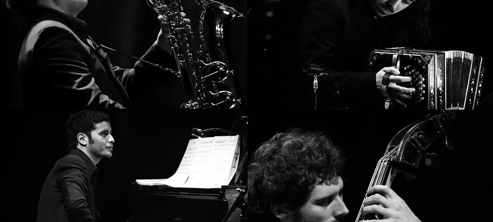 Matías Rubino bandoneón Gastón Harisquiry piano  Roberto Seitz contrabajo Jorge Retamoza saxo barítono. En vivo en el Konex
