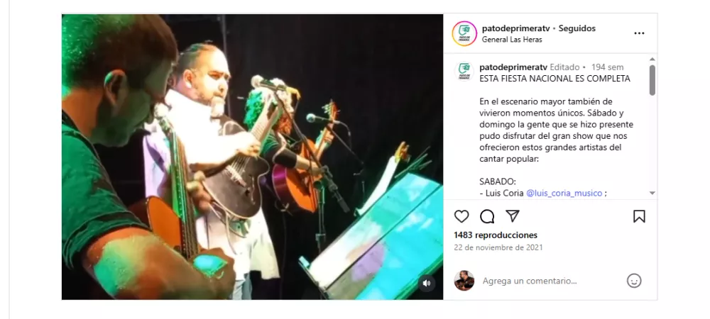 Presentacion en vivo en Fiesta Nacional del Pato de Gral Las Heras.